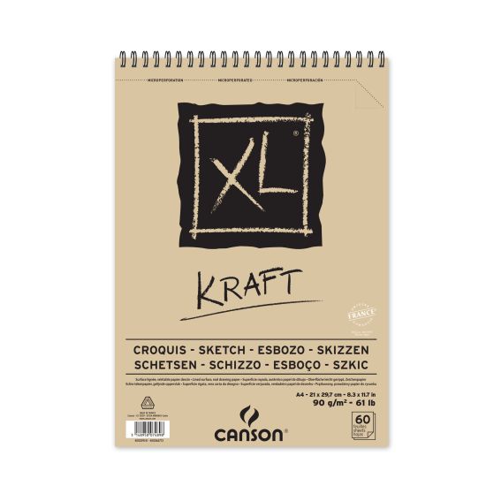 TEGNEBLOKK CANSON XL KRAFT 60 ARK 90 GR A4