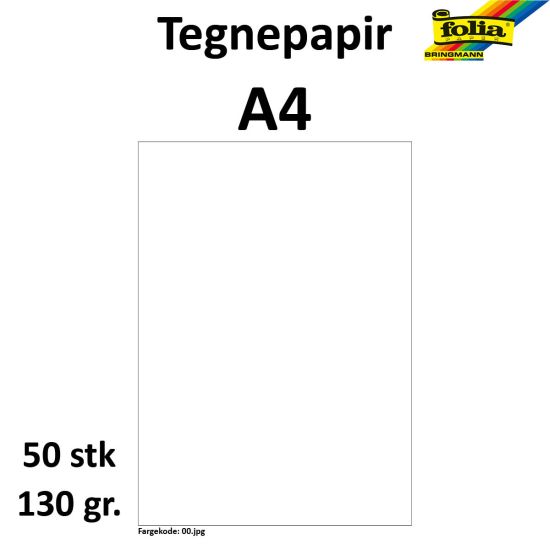 TEGNEPAPIR A4 50 ARK 130G, HVIT