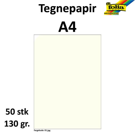 TEGNEPAPIR A4 50 ARK, 130G, PERLEHVIT