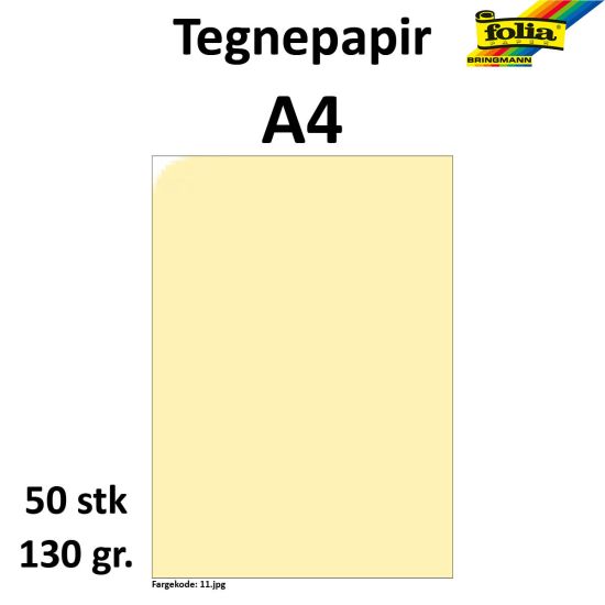 TEGNEPAPIR A4 50 ARK, 130G, VANILJE TEGNEPAPIR A4 50 ARK, 130G, VANILJE