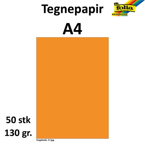 TEGNEPAPIR A4 50 ARK, 130G, ORANGE