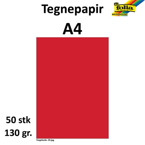 TEGNEPAPIR A4 50 ARK, 130G, RØD