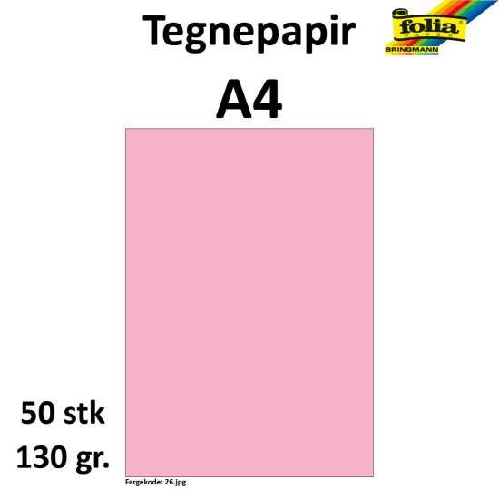 TEGNEPAPIR A4 50 ARK, 130G, LYS ROSA TEGNEPAPIR A4 50 ARK, 130G, LYS ROSA