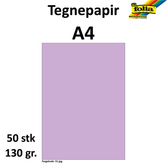 TEGNEPAPIR A4 50 ARK, 130G, SYRINLILLA