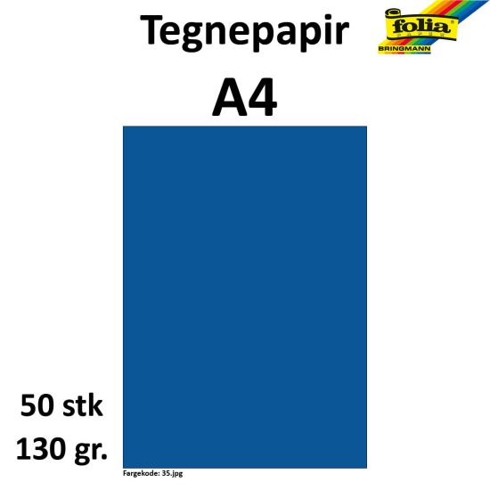 TEGNEPAPIR A4 50 ARK, 130G, KONGEBLÅ