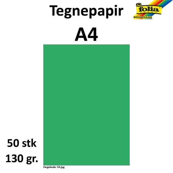 TEGNEPAPIR A4 50 ARK, 130G, SMARAGDGRØNN