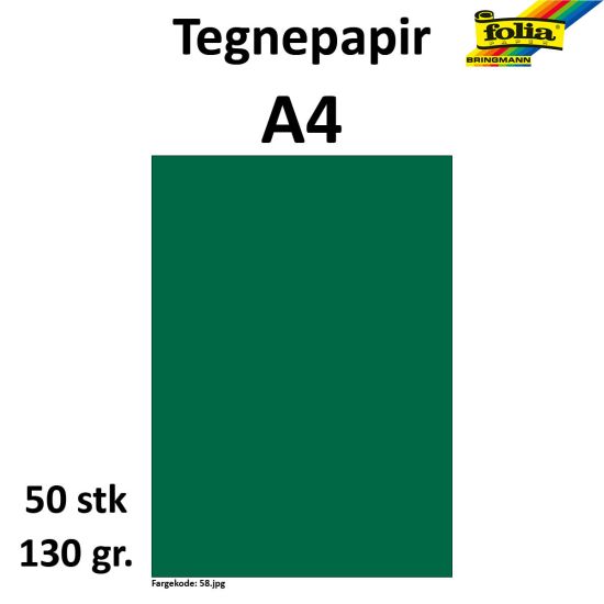 TEGNEPAPIR A4 50 ARK, 130G, MØRK GRØNN