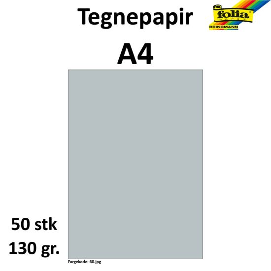 TEGNEPAPIR A4 50 ARK, 130G, MATT SØLV