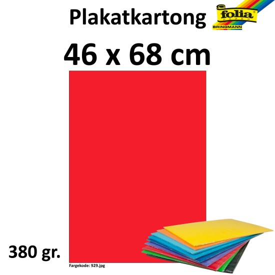 PLAKATKARTONG 380G, 48X68CM, FLUO RØD