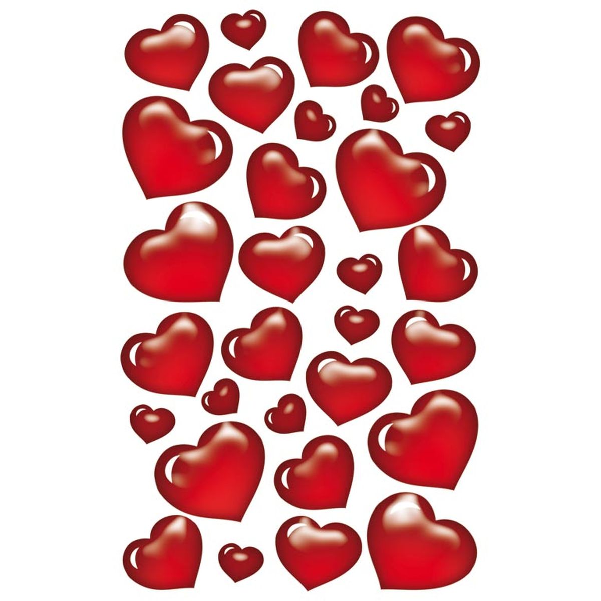 STICKERS HJERTER RØDE, 3 ARK, BSB