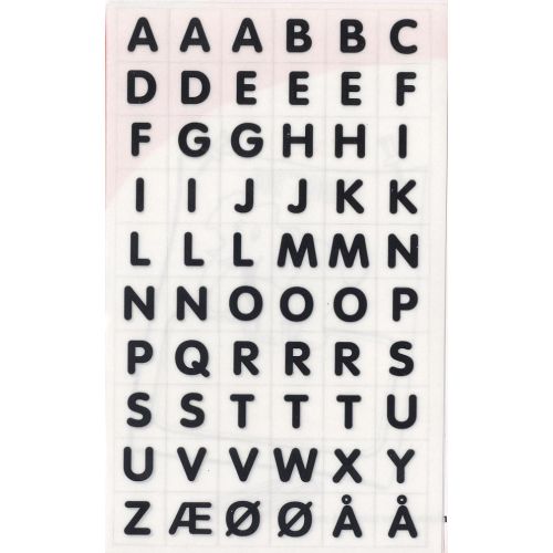 STICKERS ALFABET SVART/HVIT MED Æ,Ø,Å, BSB
