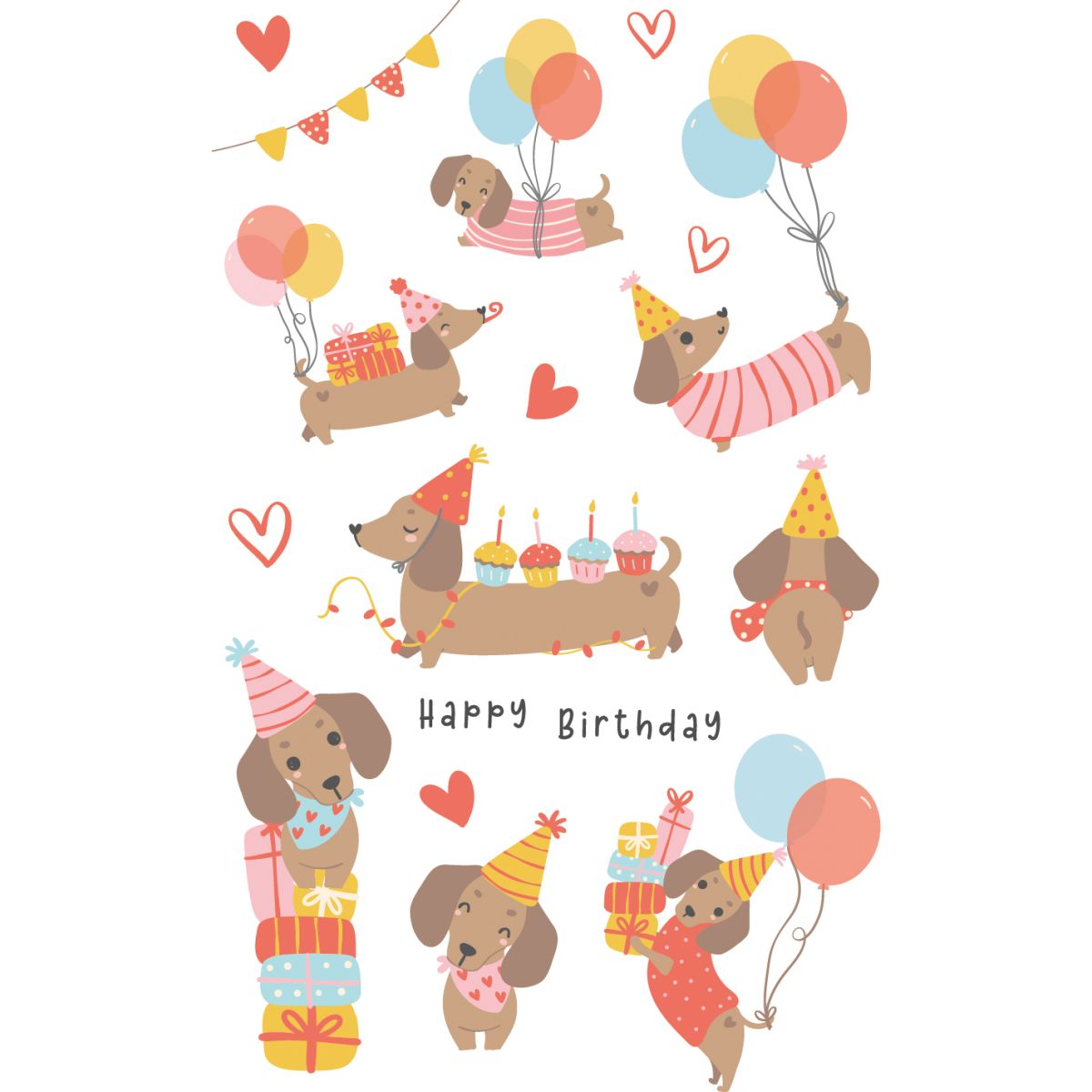 STICKERS BURSDAGS DACHS 3 ARK, BSB