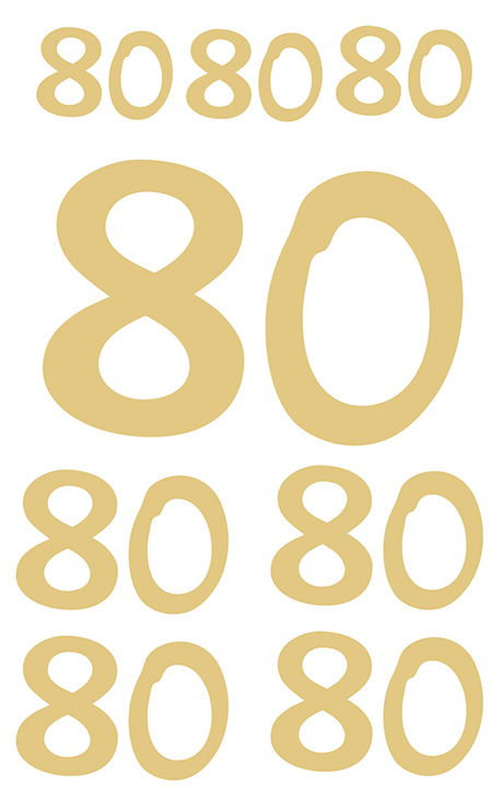 STICKERS 80 ÅR  GLITTER 1 ARK, BSB