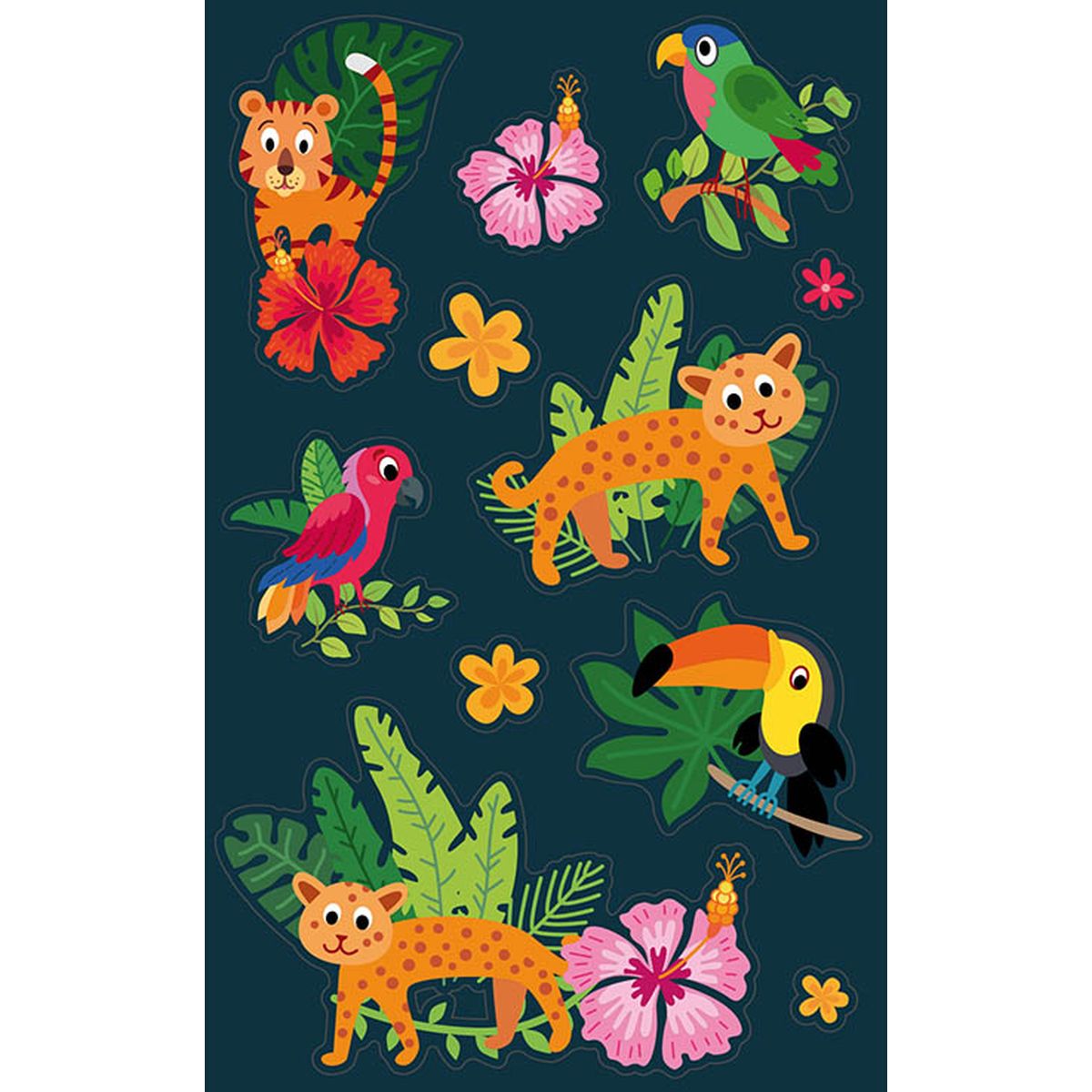 STICKERS LEOPARD/PAPEGØYE 3 ARK, BSB