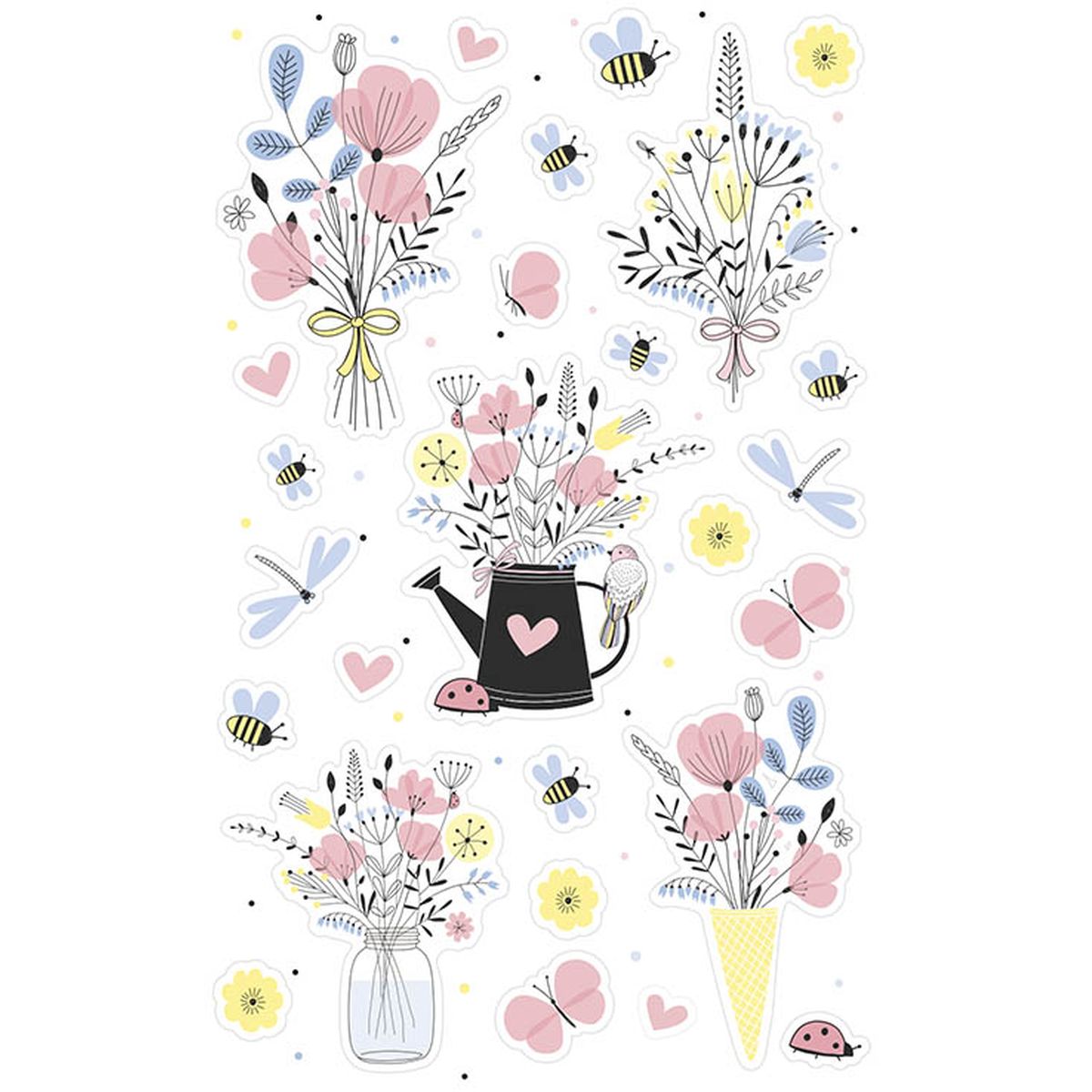 STICKERS BLOMSTER I VASE/KANNE, 3 ARK, BSB