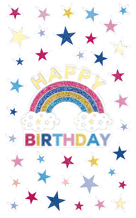 STICKERS HAPPY BIRTHDAY GLITTER 1 ARK, BSB