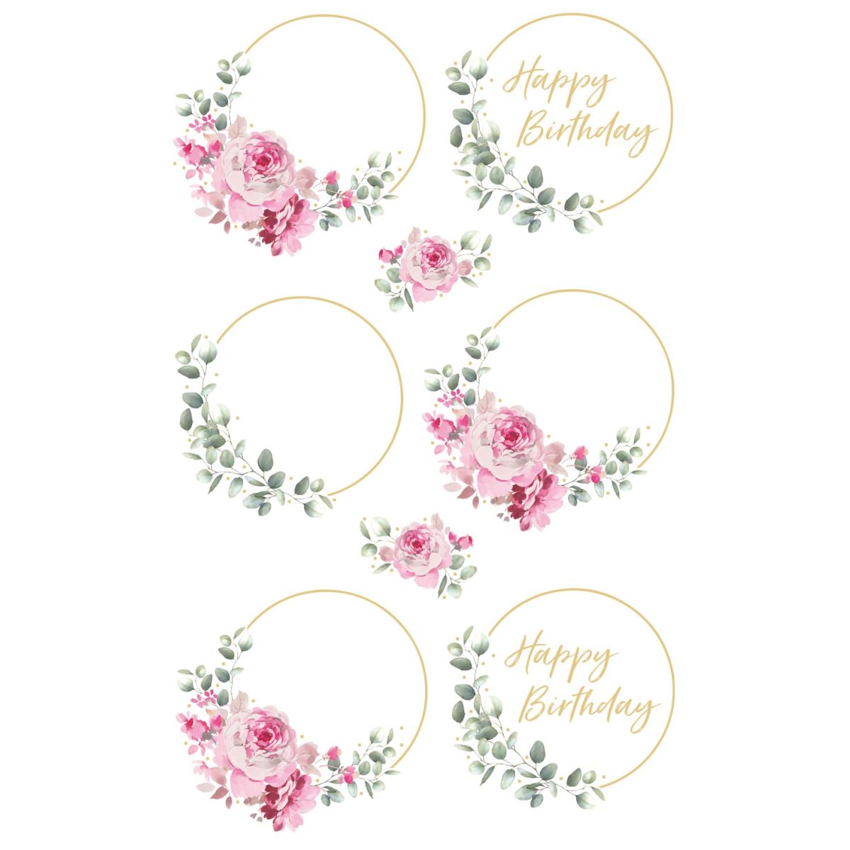 STICKERS HAPPY BIRTHDAY KRANS FOLIE 1 ARK, BSB