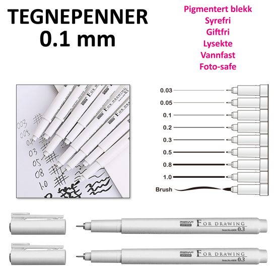TEGNETUSJ MARVY 0,1 MM SORT