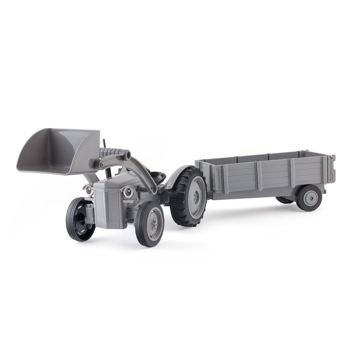 GRÅTASS LEKETRAKTOR 54CM M/TILHENGER OG FRONTLASTER GRÅTASS LEKETRAKTOR 54CM M/TILHENGER OG FRONTLASTER