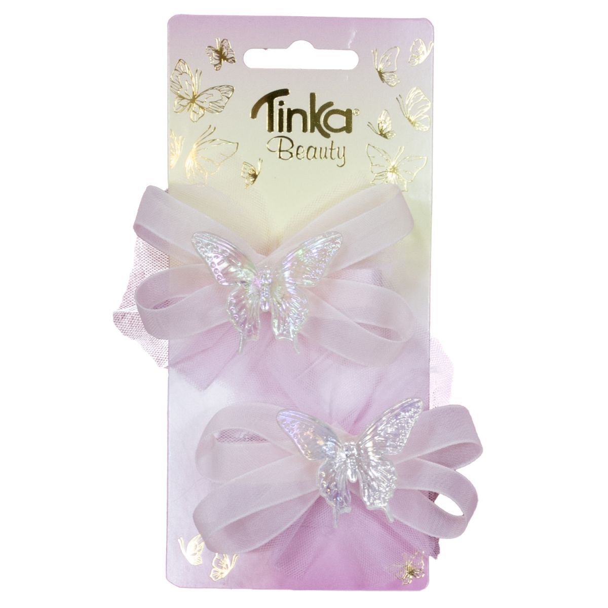 HÅRSPENNE ROSA SLØYFE M/SOMMERFUGL 2 STK TINKA BEAUTY