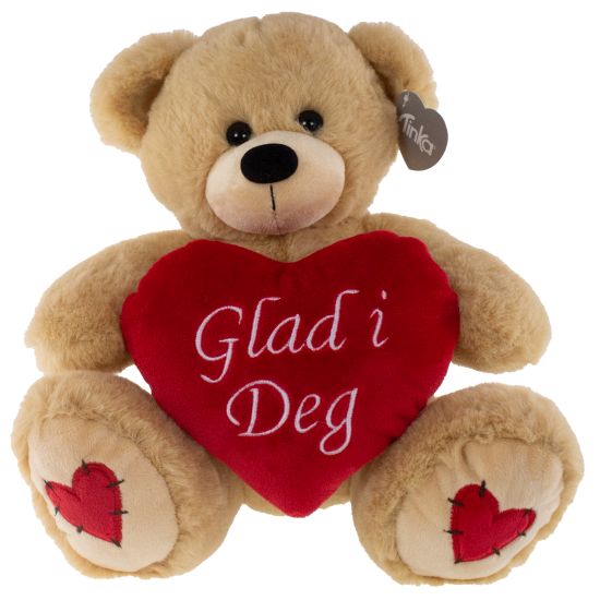 BAMSE BRUN 23CM M/RØDT HJERTE  BAMSE BRUN 23CM M/RØDT HJERTE