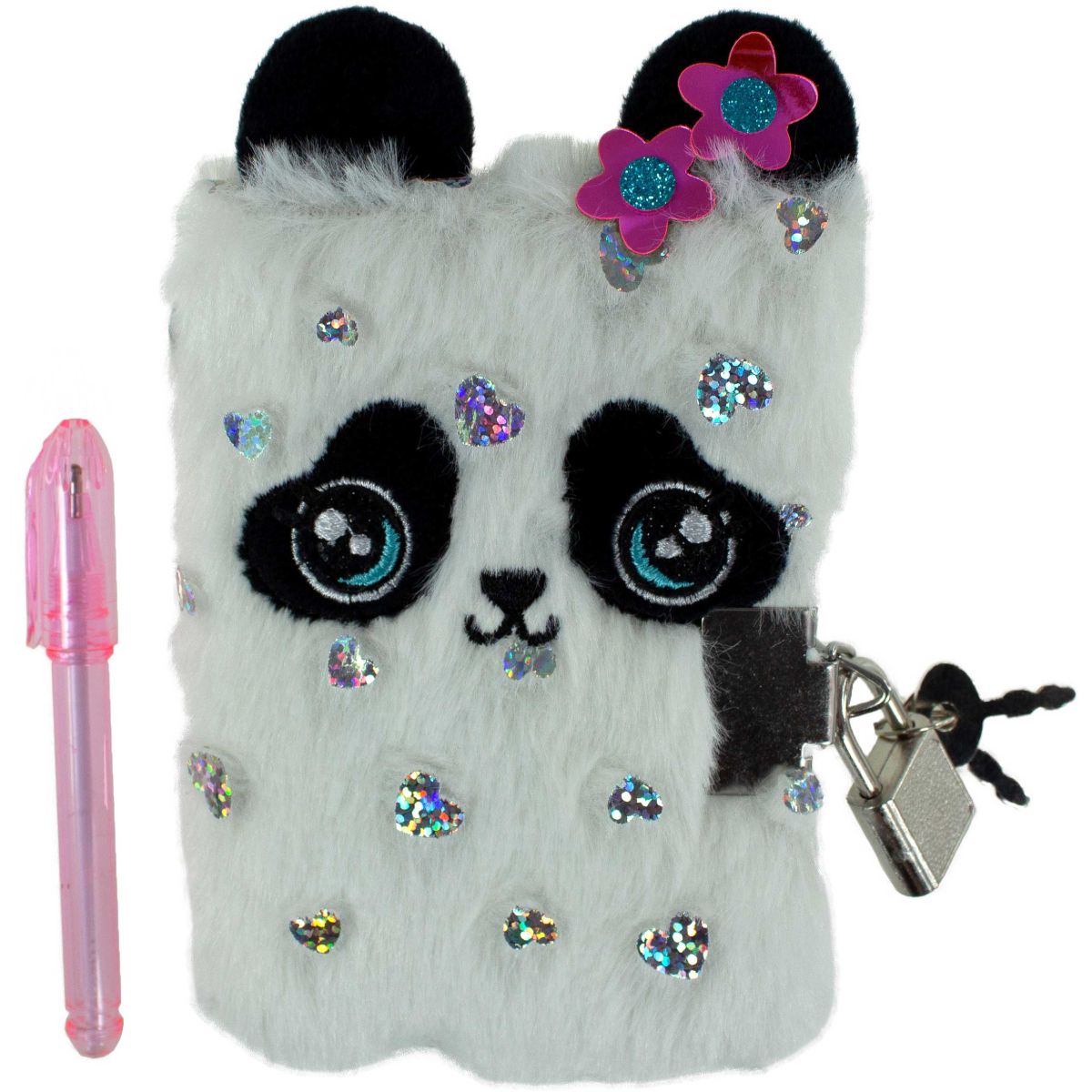 DAGBOK MINI PANDA HVIT 10,8X8,5CM MED LÅS TINKA