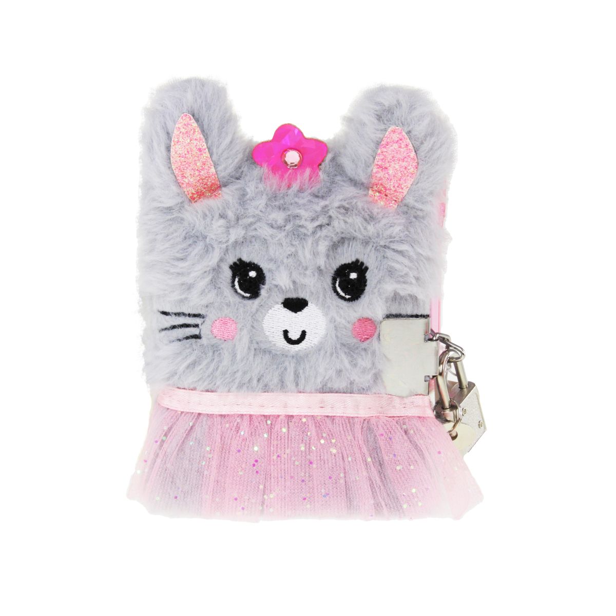 DAGBOK MINI M/PENN KANIN GRÅ 10,8X8,5CM MED LÅS TINKA