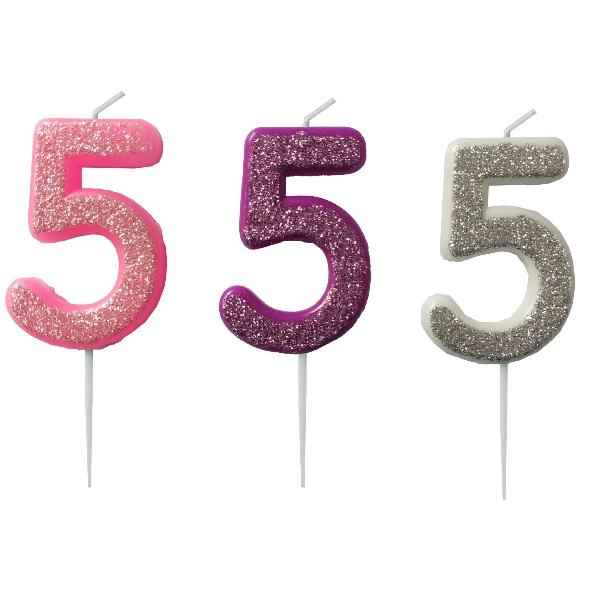 KAKELYS 5 M/GLITTER ROSA, LILLA, SØLV