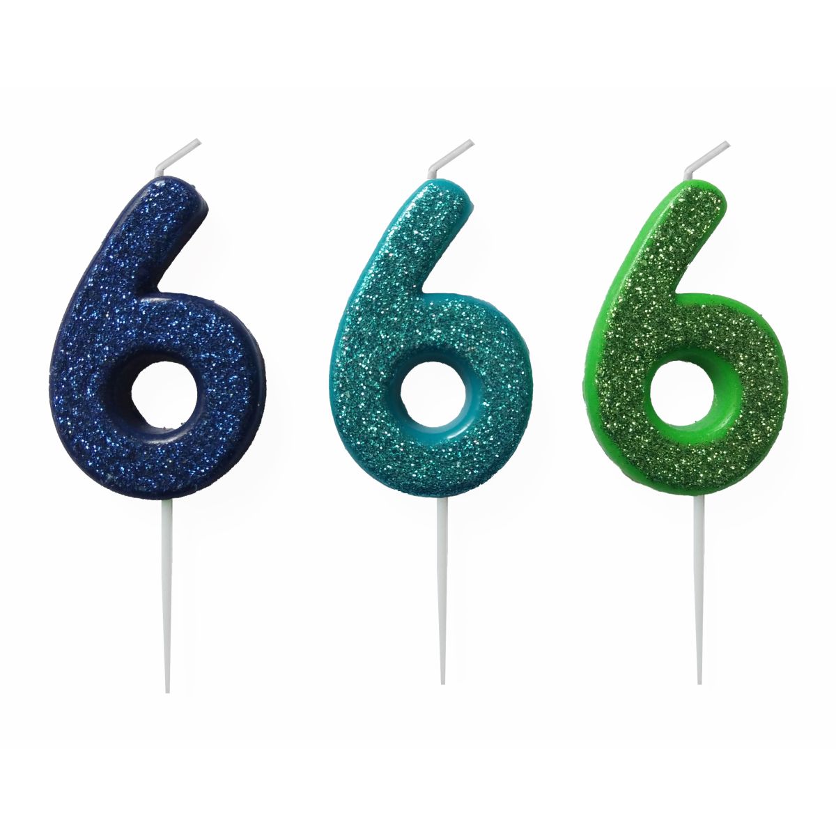 KAKELYS 6 M/GLITTER LYS BLÅ, MØRK BLÅ, GRØNN