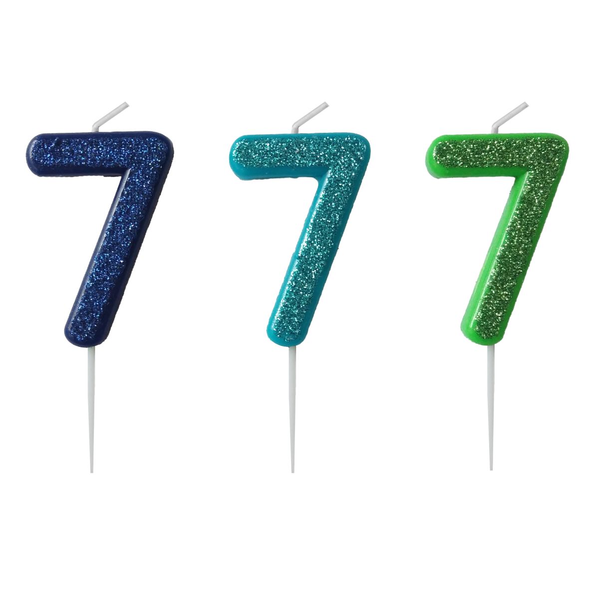 KAKELYS 7 M/GLITTER LYS BLÅ, MØRK BLÅ, GRØNN