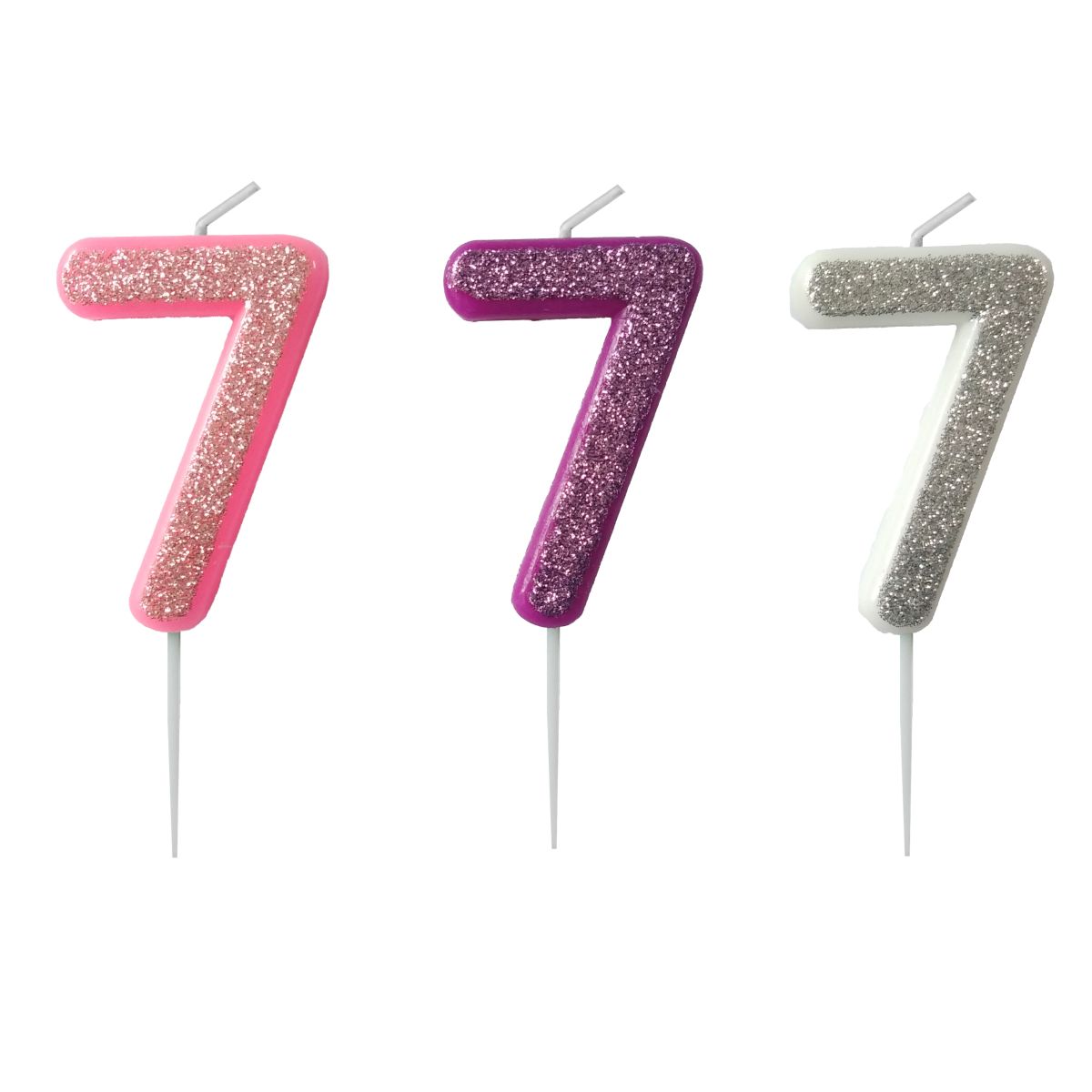 KAKELYS 7 M/GLITTER ROSA, LILLA, SØLV