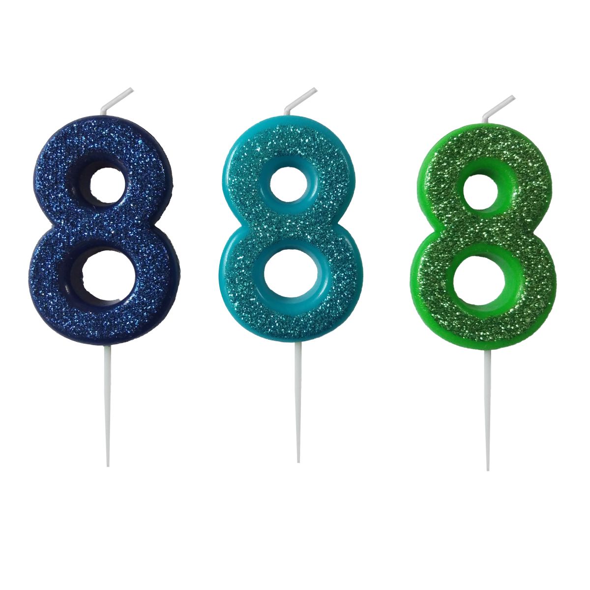 KAKELYS 8 M/GLITTER LYS BLÅ, MØRK BLÅ, GRØNN KAKELYS 8 M/GLITTER LYS BLÅ, MØRK BLÅ, GRØNN