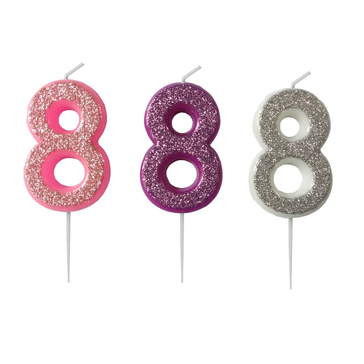 KAKELYS 8 M/GLITTER ROSA, LILLA, SØLV KAKELYS 8 M/GLITTER ROSA, LILLA, SØLV