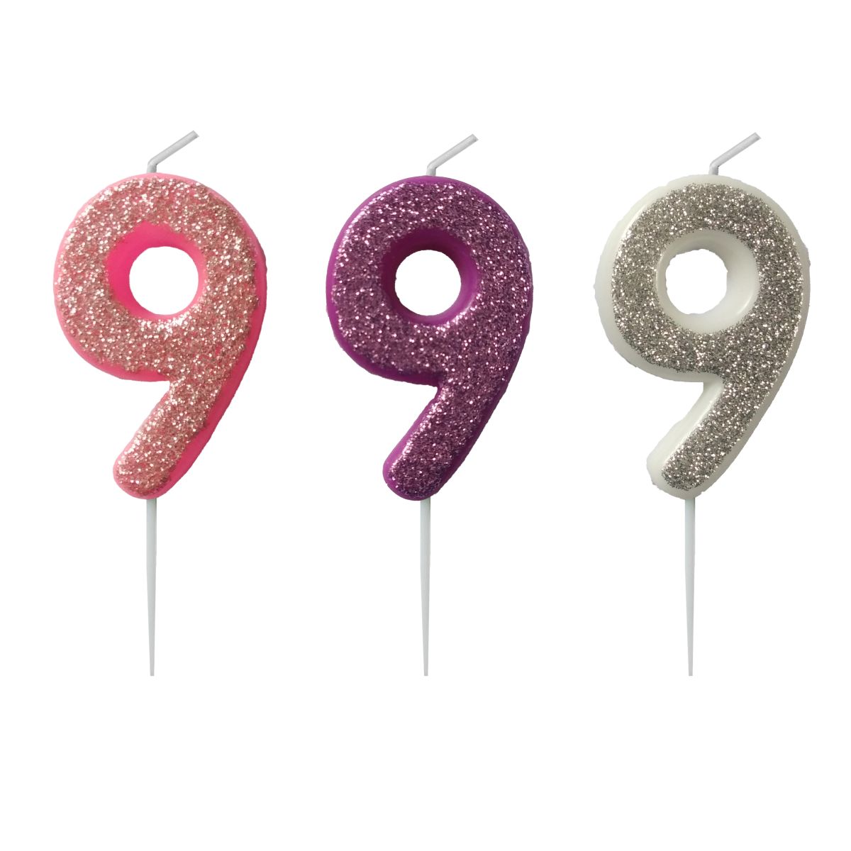 KAKELYS 9 M/GLITTER ROSA, LILLA, SØLV