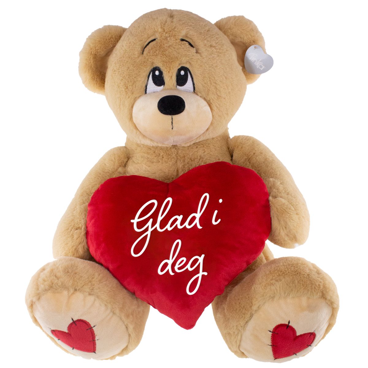 BAMSE 38CM M/RØDT HJERTE  BAMSE 38CM M/RØDT HJERTE