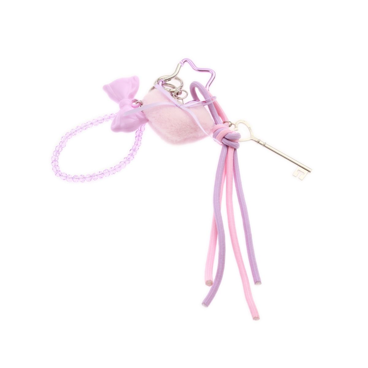 BAG CHARM ROSA PLYSJ HJERTE TINKA