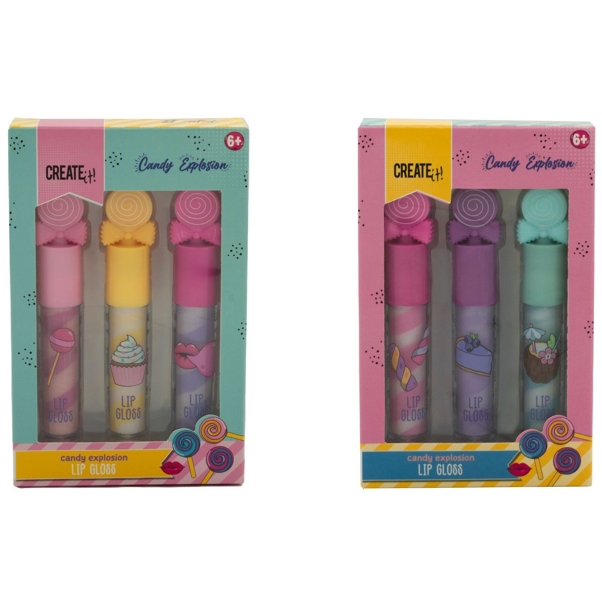 PAKKE (6PK) LIPGLOSS M DUFT 3STK. 2ASS CANDY EXPLOSION CREATE IT!** PAKKE (6PK) LIPGLOSS M DUFT 3STK. 2ASS CANDY EXPLOSION CREATE IT!**