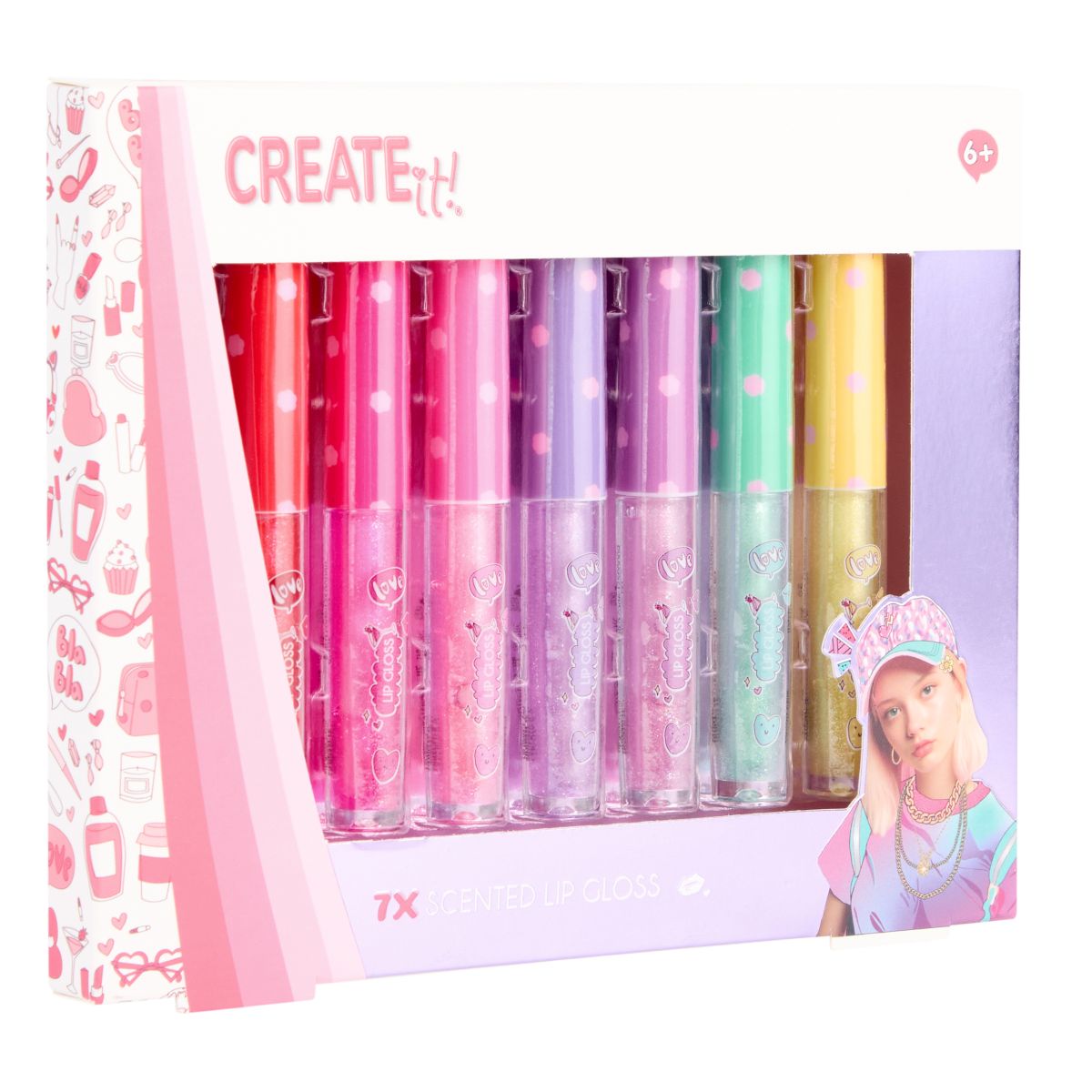 LIPGLOSS W GLITTER&SCENTED 7PCS CREATE IT!