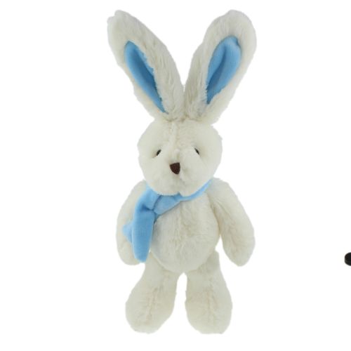 KANIN M/TØRKLE KREM/BLÅ 25CM. TINKA BABY