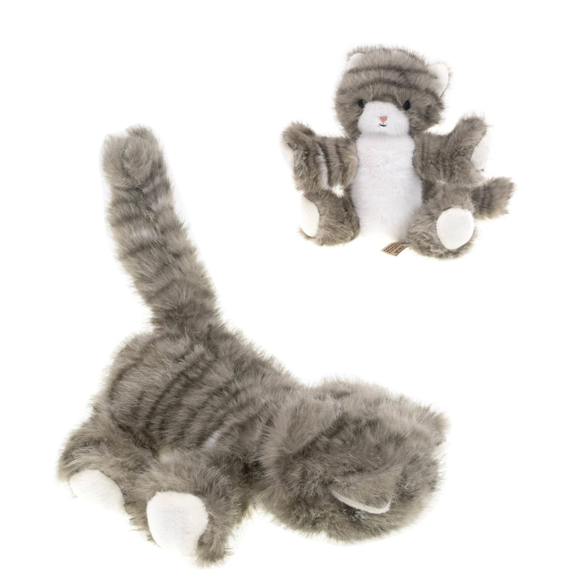 PUSEKATT GRÅ M/STRIPER 20CM TINKA PLYSJ